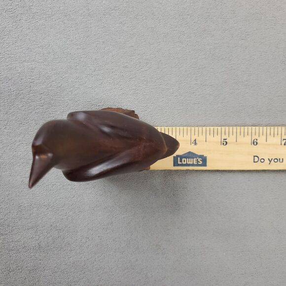 Vintage Hand Carved Wood Bird Sitting Sculpture Figurine Adults Brown Home Decor - Picture 6 of 7